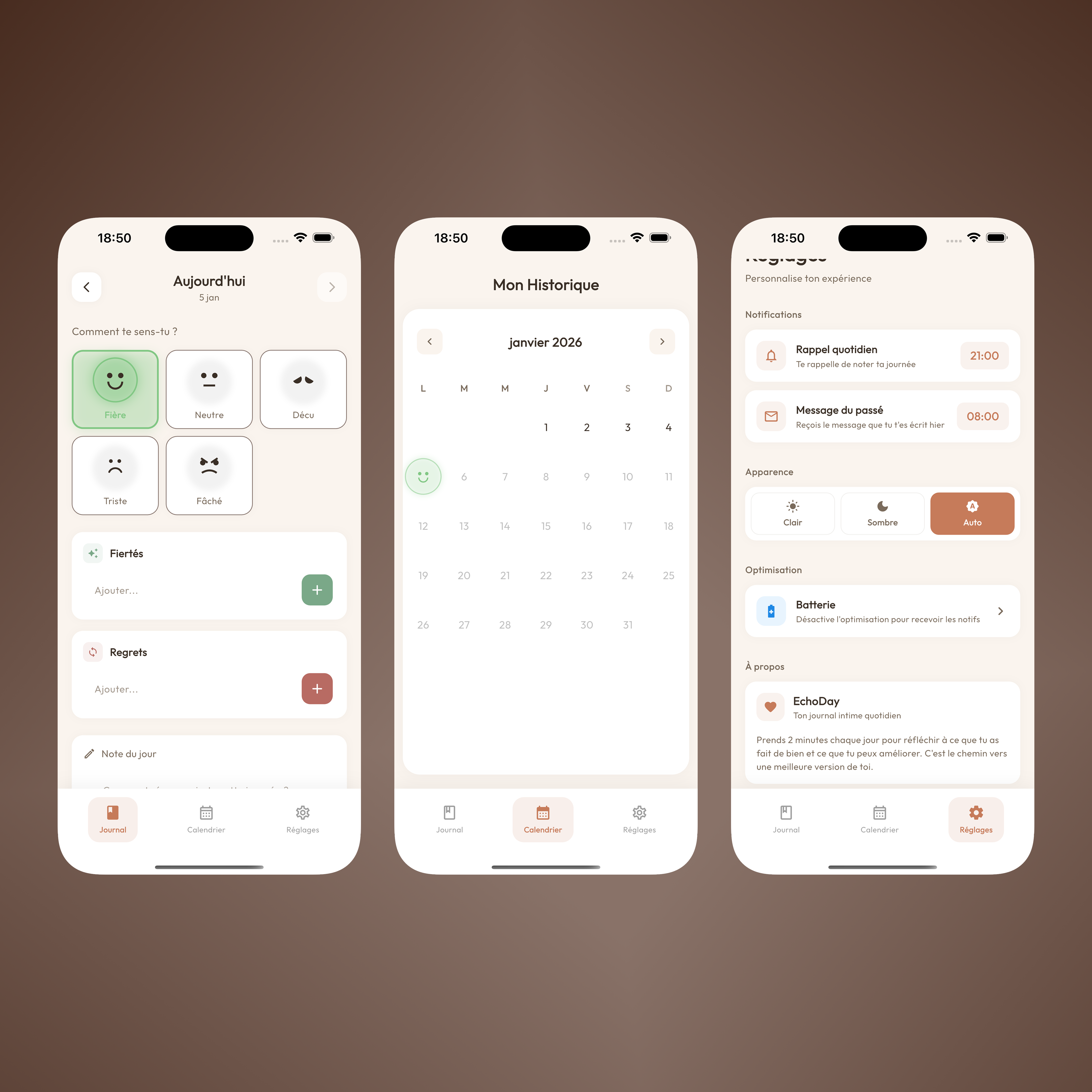 EchoDay, application mobile journal quotidien iOS développée par Zuhd Studio